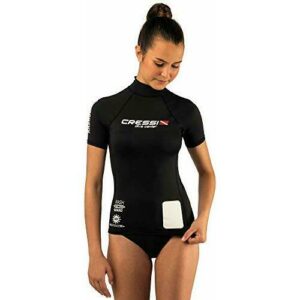 Cressi Rash Guard Lady Black Dive Center Camiseta Manga Corta en Tejido elástico Filtro de protección UV UPF 50+, Women's, Negro, M/3 (40)