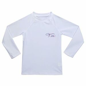 TIZAX Traje de baño con protección Solar Camiseta UV de Manga Larga para niñas Rashguard para Surf/Nadando/Buceo/Playa Blanco 110