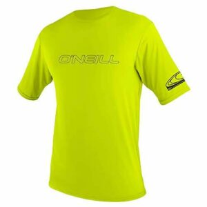 O'Neill Wetsuits Youth Basic Skins Short Sleeve Sun Shirt Chaleco Protector, Verde Lima, 34