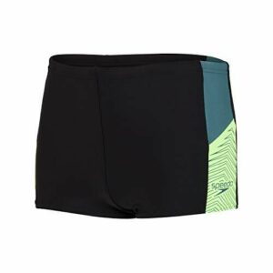 Speedo Niños Pantalón de baño Dive (Aquashorts), Negro/Swell Green/Zest Green, 13-14 Años