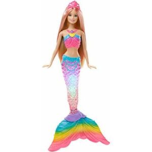 Barbie Dreamtopia, muñeca Sirena Luces de Arcoíris, Regalo para niñas y niños 3-9 años (Mattel DHC40)