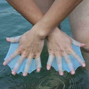 Demeras Adulto Glove Guantes acuáticos Guantes de natación Aletas de natación palmeadas para bucear(M)