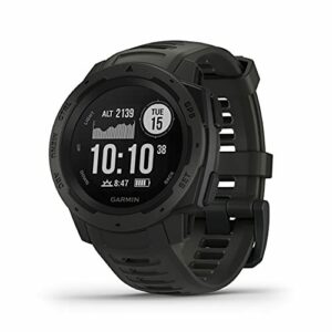 Garmin Instinct, Reloj inteligente con GPS resistente al agua, funciones deportivas y notificaciones del smartphone, Grafito