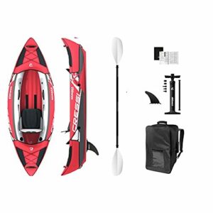 Cressi Namaka kayak Set 8'2'' - Kayak inflable de tres cámaras con asiento ajustable, Color Rojo, Talla única