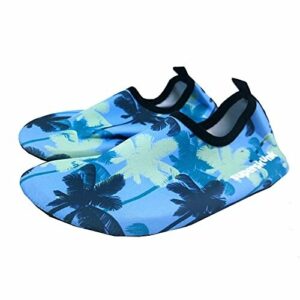 Zapatillas/Escarpines Ajustables Ideales para Actividades acuáticas Buceo, Snorkel, Surf, Piscina, río, Playa, Vela, Cycling, Deportes acuáticos (Palmeras Azules, Numeric_36_Point_5)