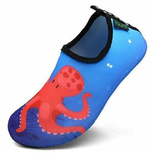 SAGUARO Niños Escarpines Zapatos de Agua Descalzo Barefoot Respirable Calcetines de natación Aire Libre Piscina de Playa Calzado,Pulpo Rojo,26/27