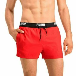 PUMA Logo Short Length Swim, Pantalones Cortos para Natación para Hombre, Rojo, XXL