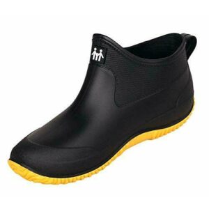 CELANDA Zapatos de Agua de Goma para Mujer Zapatos de Jardinería Impermeables Botas de Agua de Nieve Resbalón Botas de Lluvia de Neopreno para Hombres Negra amarillo Suela 42 EU