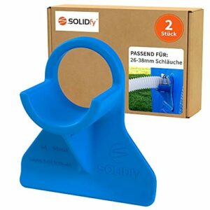 SOLIDfy® - 2 soportes de manguera de piscina de 26 mm - 38 mm, protección contra torceduras de plástico en color azul para Intex y Bestway