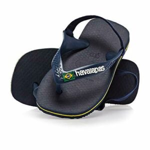 Havaianas Baby Brasil Logo II, Sandalias Unisex Bebé, Navy Blue/Citrus Yellow, 25/26