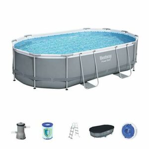 BESTWAY 56448 - Piscina Desmontable Tubular Power Steel Oval 488x305x107 cm Depuradora de cartucho de 3.028 litros/hora