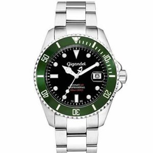 Gigandet Reloj de Hombre Automático Sea Ground Reloj de Buceo Analógico Correa de Acero Negro Verde G2-005