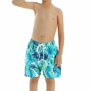 Bañador Niño Bañadores de Natación Secado Rápido Interior de Malla Pantalones Cortos Impresos,Traje de Baño para Bebés Shorts de Playa con Cordón Adjustable,Surf Piscina Boxeadores Shorts 8-10 años