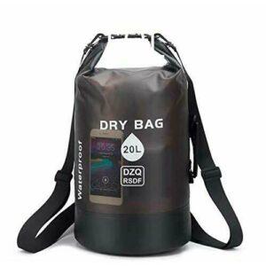 DZQ RSDF Dry Bag 10l y 20l - Bolsa estanca | como Accesorio de Camping | Barco Inflable | Kayak | Rafting | Canoa | Natación | Playa | Canotaje | Camping | Buceo Remar | Surf | Pesca (Negro,20L)