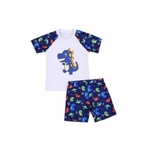Traje de baño para niño 2 piezas estampado de dibujos animados traje de baño de verano de playa estampado dinosaurio para niños, Color blanco., XXXXL