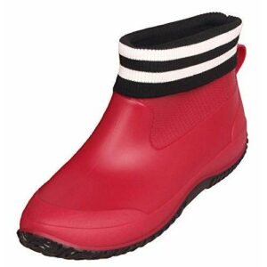 CELANDA Zapatos de Agua de Goma para Mujer Zapatos de Jardinería Impermeables Botas de Agua de Nieve Resbalón Botas de Lluvia de Neopreno para Hombres Roja Negra Suela Forro 40 EU