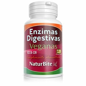 NaturBite Enzimas Digestivas Veganas 120 comprimidos Mejora del proceso digestivo facilitando la descomposición y absorción de los nutrientes de los alimentos