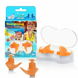 Hearprotek Natación tapones para los oídos, 2 pares tapones de silicona reutilizables a prueba de agua para nadadores duchas de baño y otros deportes acuáticos Tamaño para niños (naranja)