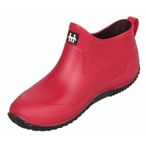CELANDA Zapatos de Agua de Goma para Mujer Zapatos de Jardinería Impermeables Botas de Agua de Nieve Resbalón Botas de Lluvia de Neopreno para Hombres Roja negra Suela 38 EU