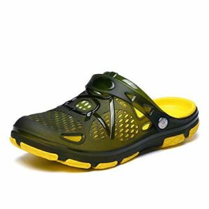 Zuecos Hombre Playa Piscina Sanitarios Enfermera Goma Verano Zapatillas de Trabajo Sandalias Amarillo 44