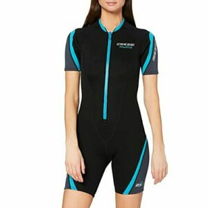 Cressi Playa Lady Shorty Wetsuit 2.5 mm - Traje Monoshort sin Capucha en Neopreno 2.5mm Biforrado, Mujer, Negro/Aguamarina, S