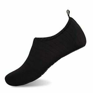 HMIYA Calzado para Agua Descalzo, de Secado rápido, sin Cordones, Calcetines acuáticos para Yoga, Playa, Surf y natación(Rayas Negras,36-37 EU)