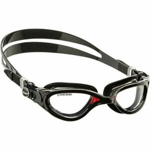 Cressi Flash Swim Goggles Gafas de Natación Premium para Adultos 100% Anti UV, Negro/Rojo, Talla Única