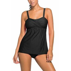 HAPPY SAILED Tankini acolchado de dos piezas para mujer con braguita, 1 negro, XXXLarge