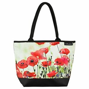 VON LILIENFELD Bolso Floral Amapolas Señoras Shopper Dimensiones L42 x H30 x D15 cm Bolsa de Playa Asa Oficina