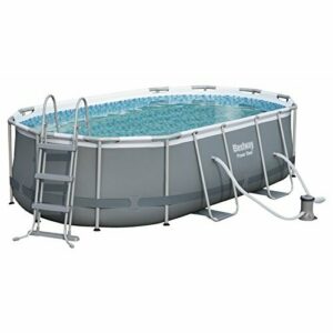 BESTWAY 56620 - Piscina Desmontable Tubular Power Steel Oval 427x250x100 cm Depuradora de Cartucho de 2.006 litros/hora, multicolor