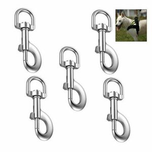 XLKJ 5Pcs Mosquetón Giratorio con Gatillo, Gancho de Seguridad Giratorio, Gancho Clip de Perro para Perros Pequeños, Ganchos Giratorios Multiusos para Correr Senderismo Picnic Cámping