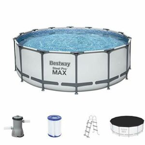 BESTWAY 5612X - Piscina Desmontable Tubular Steel Pro Max 427 x 122 cm, con Depuradora Cartucho 3.028 L/H Cobertor y Escalera