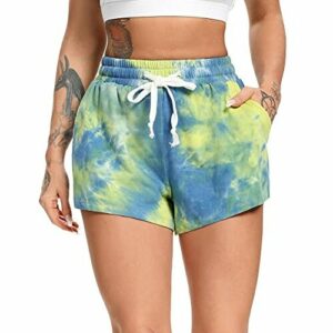 FITTOO Short de Bain Femme Eté Tie Dye Décontracté Bas de Maillot Shorty Sport Multiusage Pour Plage Natation Piscine # 1 Bleu Jaune S