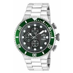 Invicta Pro Diver, Reloj de cuarzo para hombre de acero inoxidable, 52 mm, Plata / Verde