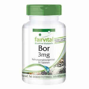 Fairvital | Boro 3mg - Tetraborato de Sodio (Boron) - Suplemento VEGANO - Oligoelemento - 90 Comprimidos - Calidad Alemana