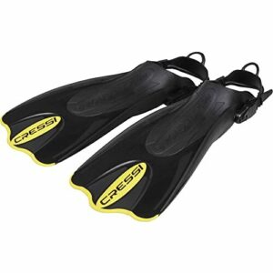 Cressi Palau Saf Fins - Aletas Cortas Ajustables Adultos para Bucear y Nadar, Negro/Amarillo Aletas Cortas, XS/S (35/38)