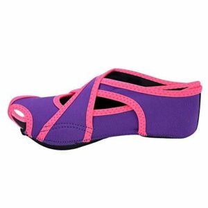 Tbest Zapatillas Calcetines de Yoga Antideslizantes , Calcetines de Pilates de Yoga con Dedos de Pies Abrigo Suave Zapatillas de Entrenamiento de Baile con Empuñaduras para Pilates Ballet(M púrpura)