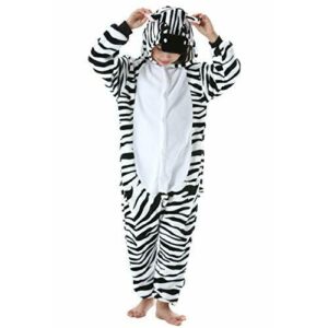 ULEEMARK Pijama Animal Entero Unisex para Niños con Capucha Cosplay Pyjamas Ropa de Dormir Traje de Disfraz para Festival de Carnaval Halloween Navidad Cebra para Altura 90-148cm