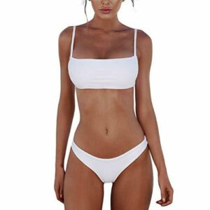 Meioro Conjuntos de Bikinis para Mujer Push Up Bikini Traje de baño de Tanga de Cintura Baja Trajes de baño Adecuado Viajes Playa La Natacion (S, Blanco)