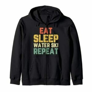 Eat Sleep Water Ski Repeat Skiing Skier Waterskiing Vintage Sudadera con Capucha