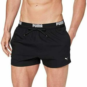 PUMA Logo Short Length Swim, Pantalones Cortos para Natación para Hombre, Negro, M
