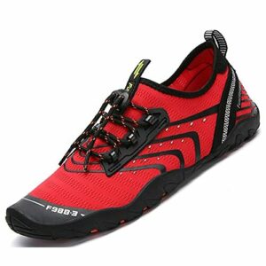 SAGUARO Zapatos de Agua Mujer Escarpines Piscina Secado Rápido Zapatillas para Nadar Calzado para Vela Est: 1 Rojo 44 EU