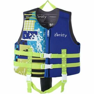 Zeraty Kids Chaleco Ayuda de natación para niños pequeños con Correa de Seguridad Ajustable Edad 1-9 años / 22-50 lbs/Azul