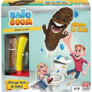 Mattel Games Baño Boom, ¡Atrapa la Caca!, juego de mesa infantil (Mattel FWW30)