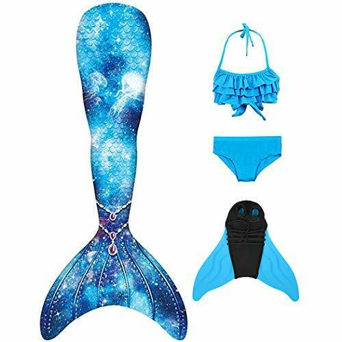DNFUN niñas Colas de Sirena con monoaleta para Nadar Incluyen Trajes de Sirena baño de Bikini