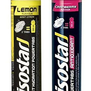 Isostar Powertabs bebida isotónica - bebida deportiva para el entrenamiento intensivo - bebida isotónica reducida en calorías - arándano + limón, 2 tubos - (2x10 Tabletas)