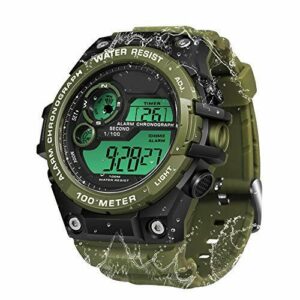 TEKMAGIC Reloj de Pulsera Hombres Niño Natación 100m Resistente al Agua Reloj Buceo con Funciones de Cronómetro, Cronógrafo, Alarma, Zona Horaria Dual, Formato de 12/24 Horas