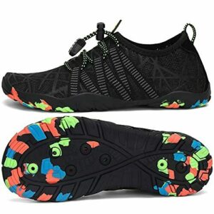 SAGUARO Zapatos de Agua Niños Secado Rápido Escarpines Piscina Niñas Respirable Antideslizante Zapatos de Surf para Buceo,Vela,Natacion Negro Azabache 31 EU