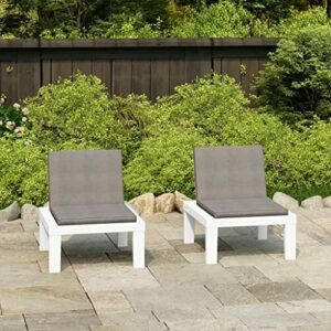 vidaXL 2X Sillones de Jardín con Cojines Asiento Silla Patio Terraza Balcón Playa Piscina Comedor Muebles Mobiliario Decoración Plástico Blanco