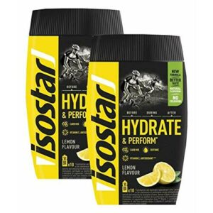 Isostar Hydrate & Perform 2x400g bebida isotónica de electrolitos - solución de electrolitos para apoyar el rendimiento deportivo - limón, paquete de 2